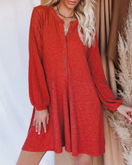 Casual Button Up Long Sleeve Midi Dress