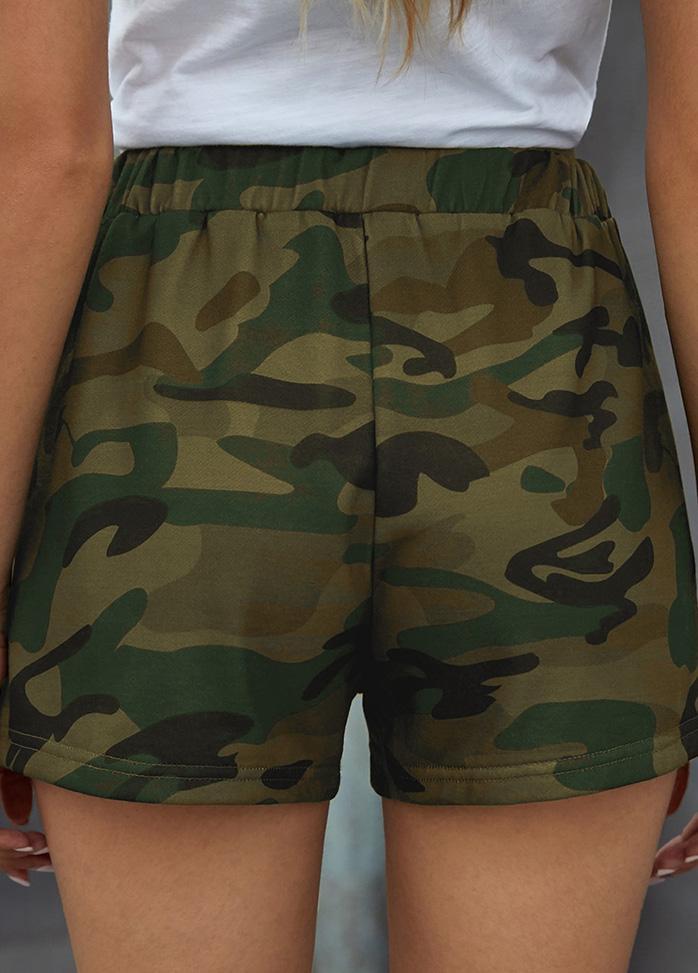 Camouflage Printed High Waist Shorts