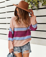 Casual Crew Neck Long Sleeve Knitted Sweater