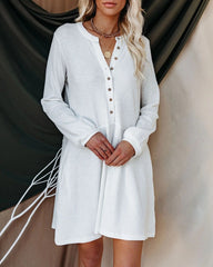 Casual Button Up Long Sleeve Midi Dress