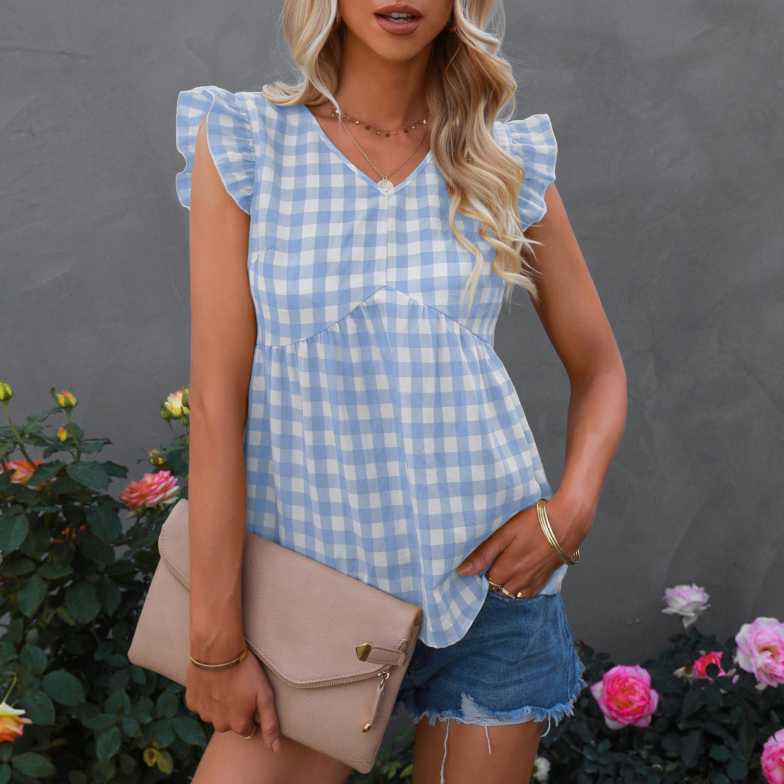 Casual Cap Sleeve V Neck Tank Top