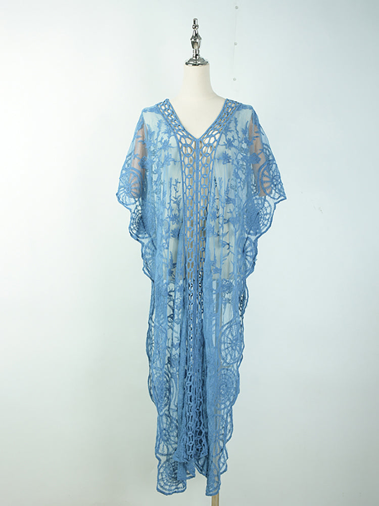 Beach Robe, Lace Cover Up, Lilith in Green, and Blue