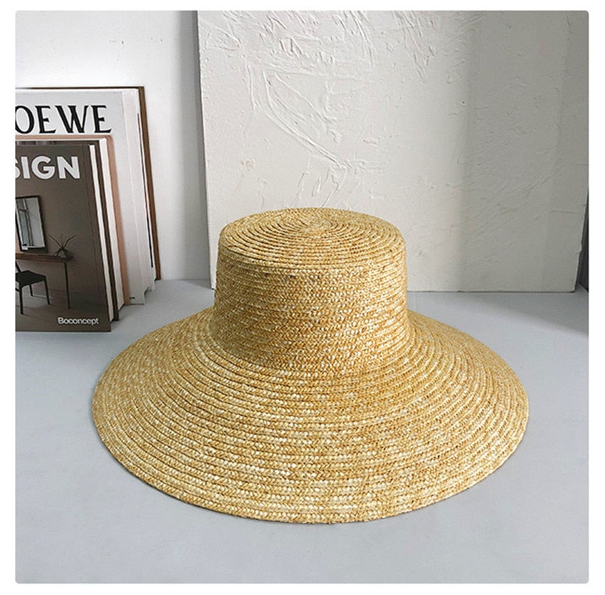 202305-tou ins dropshipping summer handmade straw wide brim Sunshade sunscreen lady beach cap leisure sun  hat