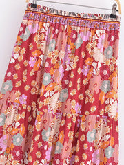 Boho Maxi Skirt - Hippie Style in Everly Red