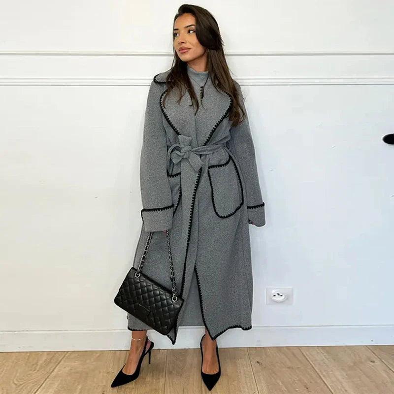 Boho Winter Coat - Wool Mix Autumn Coat - Winter Pocket in Black