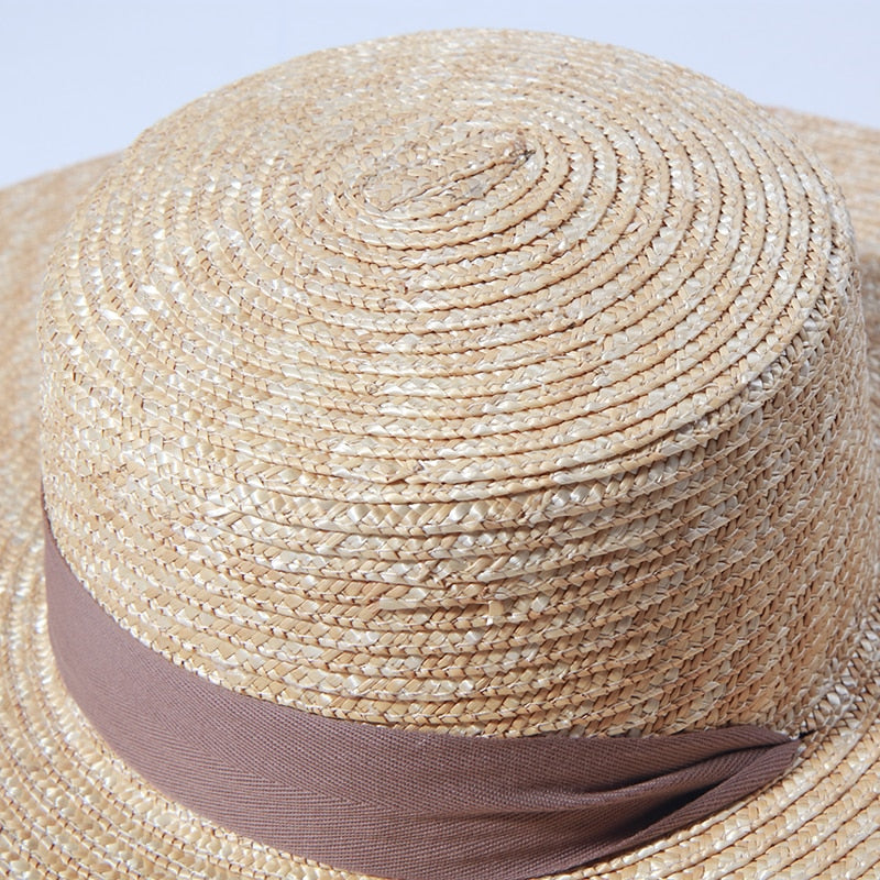 Beach Hats for Women - Summer Sun Hats with Strap - Boho Hat, Paper Straw Fedora Hat