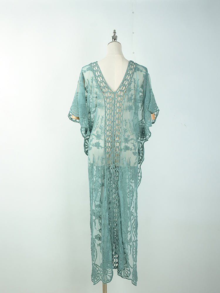 Beach Robe, Lace Cover Up, Lilith in Green, and Blue