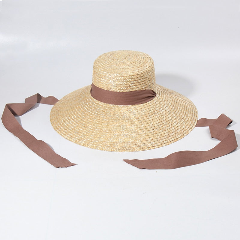 Beach Hats for Women - Summer Sun Hats with Strap - Boho Hat, Paper Straw Fedora Hat