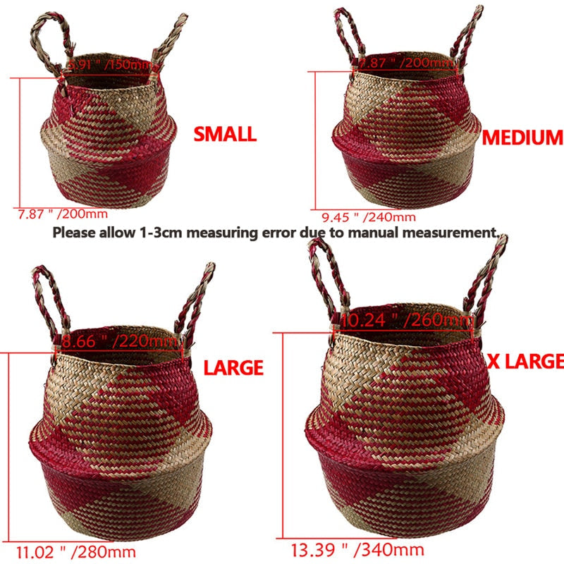 Bamboo Storage Baskets - Home Handmade Straw Rattan Seagrass Basket