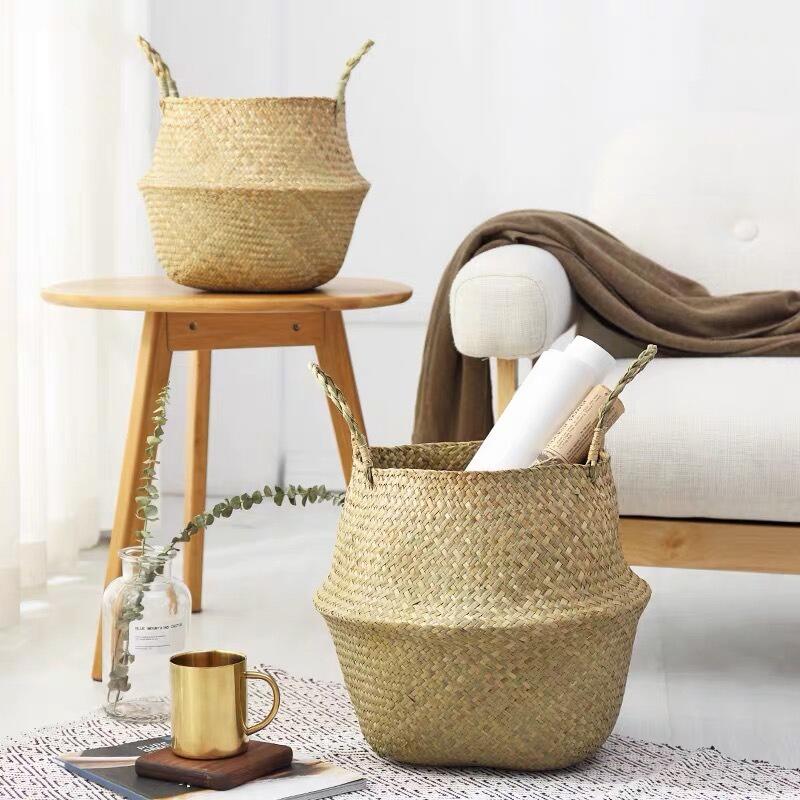 Bamboo Storage Baskets - Home Handmade Straw Rattan Seagrass Basket