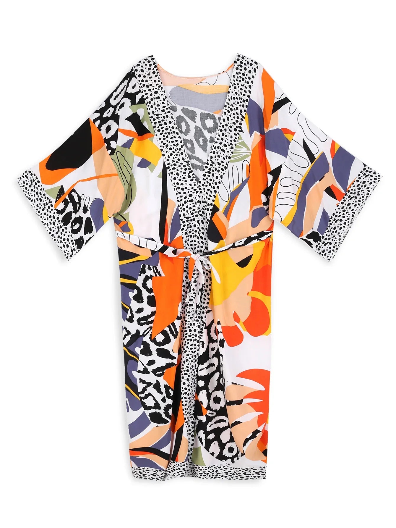 Beach Robe - Boho Robe - Summer Chic Cover-Up with Talulla Leaf in Orange