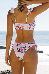 Ruffles Floral Low Waist Bikini Set