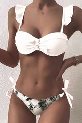 Ruffles Stripe Knot Bikini Set