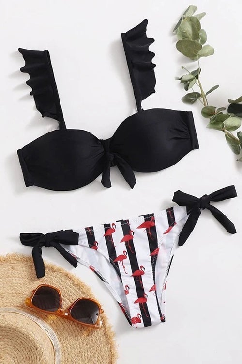 Ruffles Stripe Knot Bikini Set