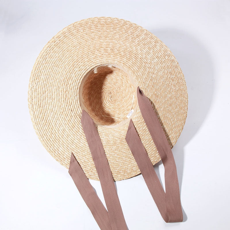 Beach Hats for Women - Summer Sun Hats with Strap - Boho Hat, Paper Straw Fedora Hat