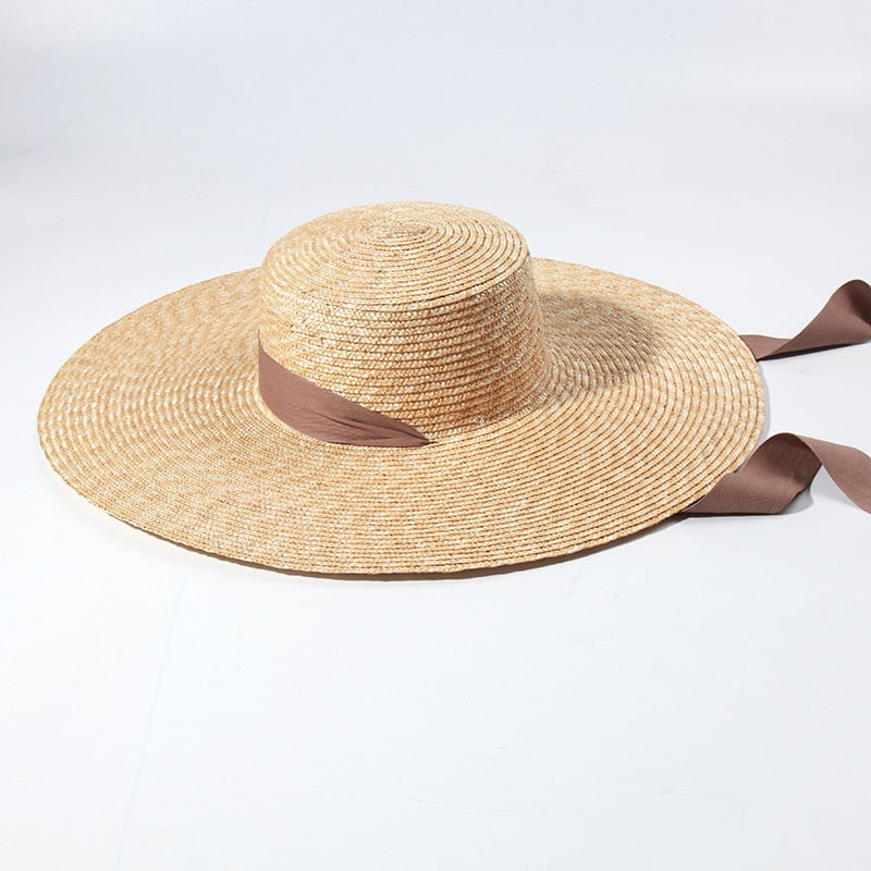 Beach Hats for Women - Summer Sun Hats with Strap - Boho Hat, Paper Straw Fedora Hat