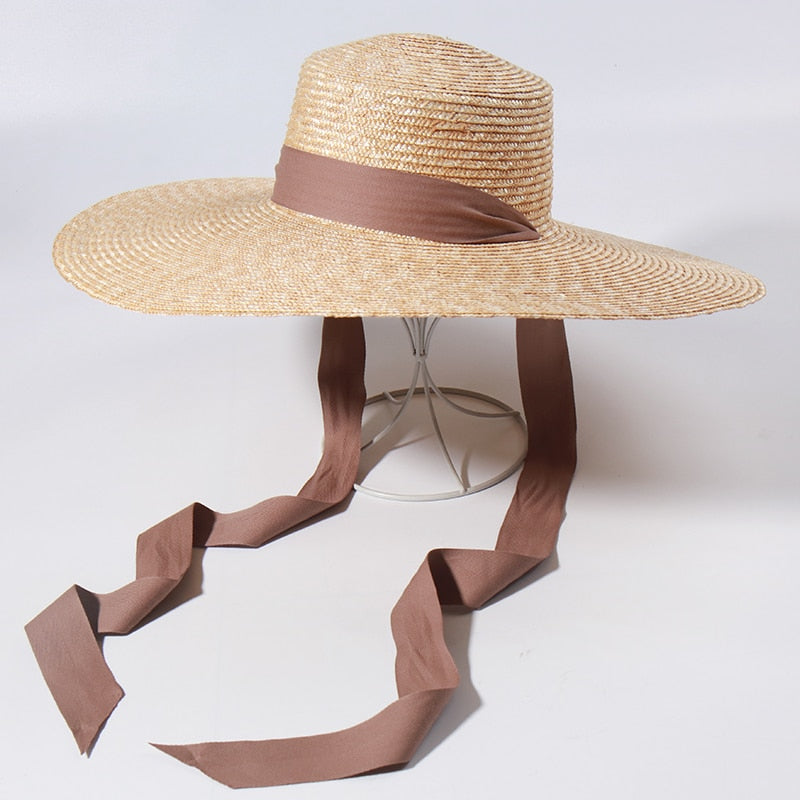 Beach Hats for Women - Summer Sun Hats with Strap - Boho Hat, Paper Straw Fedora Hat