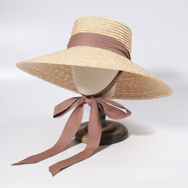 Beach Hats for Women - Summer Sun Hats with Strap - Boho Hat, Paper Straw Fedora Hat