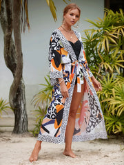 Beach Robe - Boho Robe - Summer Chic Cover-Up with Talulla Leaf in Orange