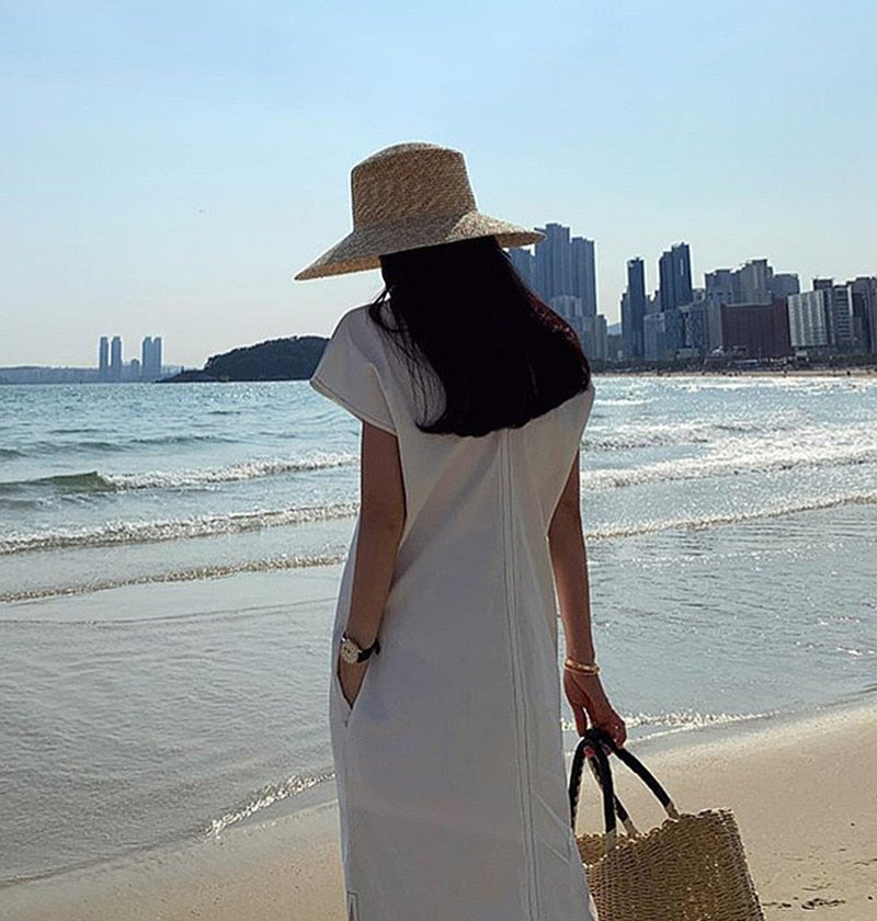 202305-tou ins dropshipping summer handmade straw wide brim Sunshade sunscreen lady beach cap leisure sun  hat