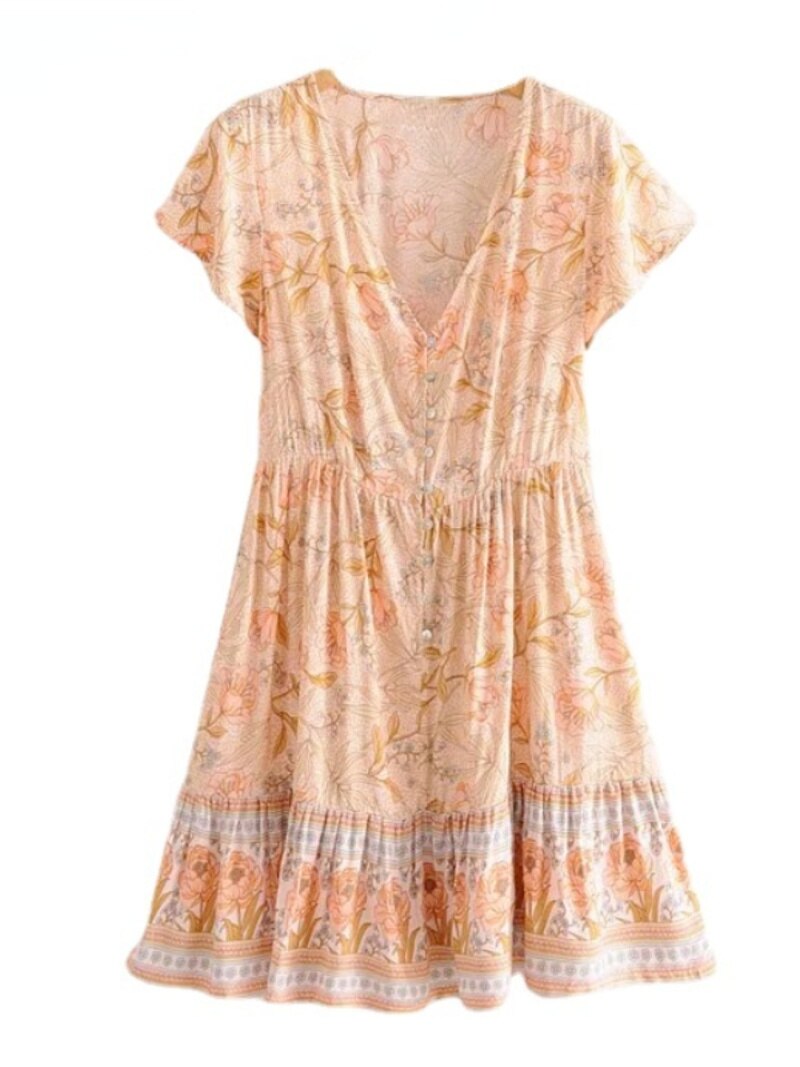 Boho Mini Dress Wild Rose in Pink Old Rose