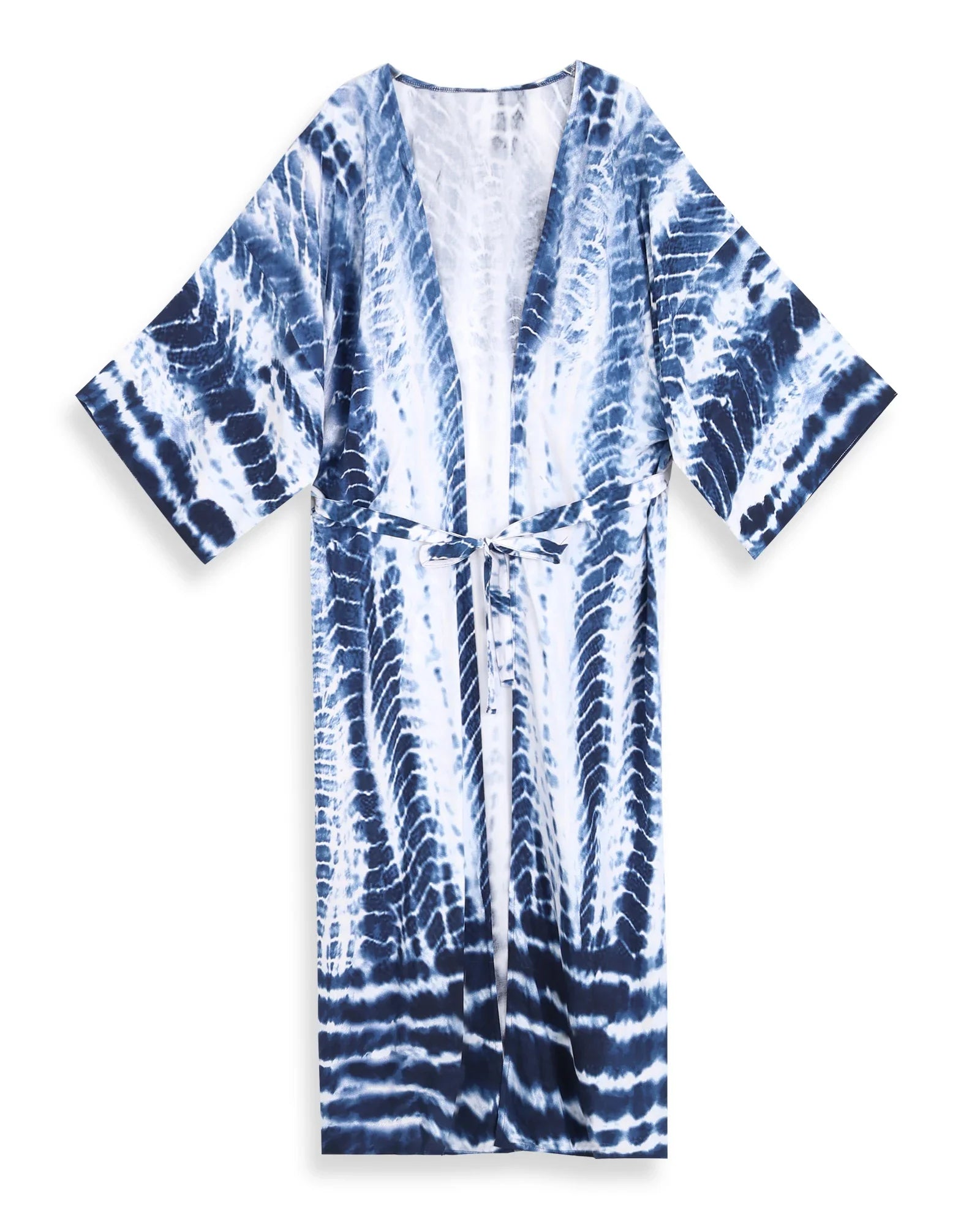 Beach Robe - Boho Robe - Summer Chic Cover-Up with Tie Dye Ausha Blue