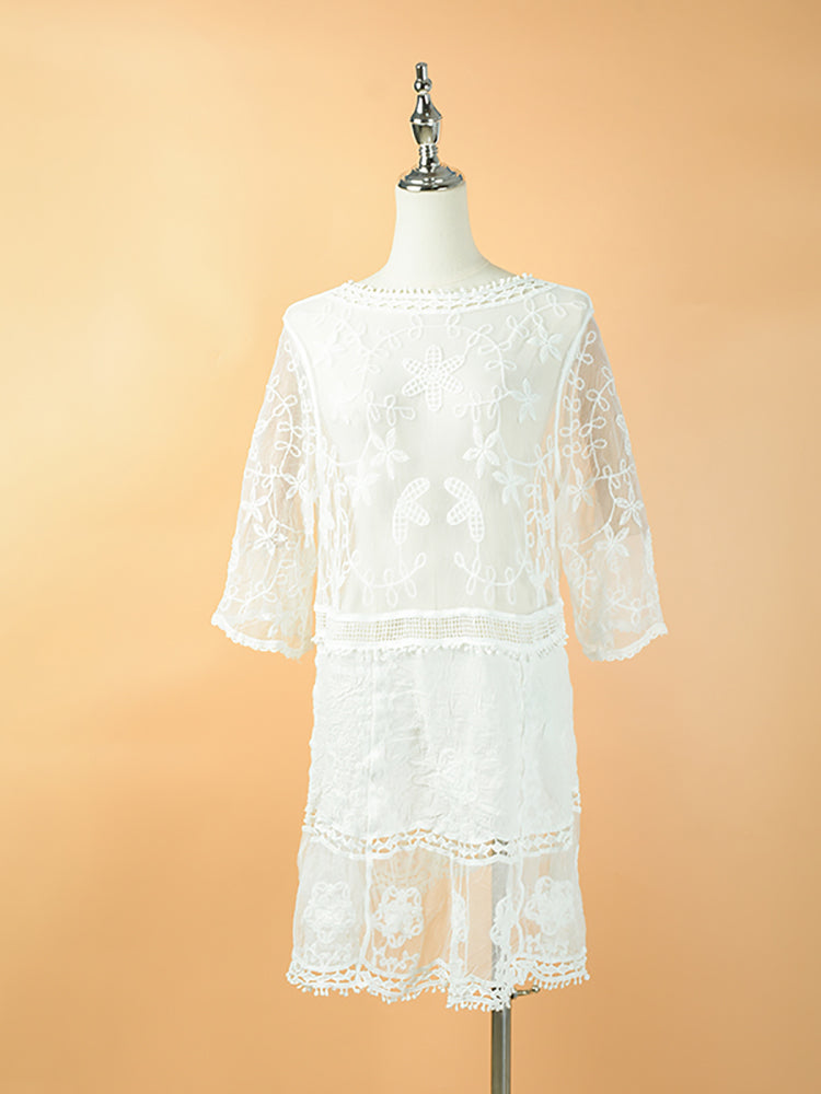 Beach Robe, Lace Cover Up, Margot in White, Black and Purple