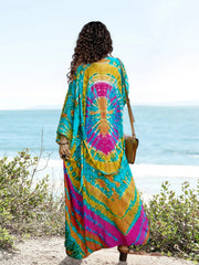 Beach Robe - Boho Robe - Summer Chic Cover-Up with Tie Dye Ausha Green