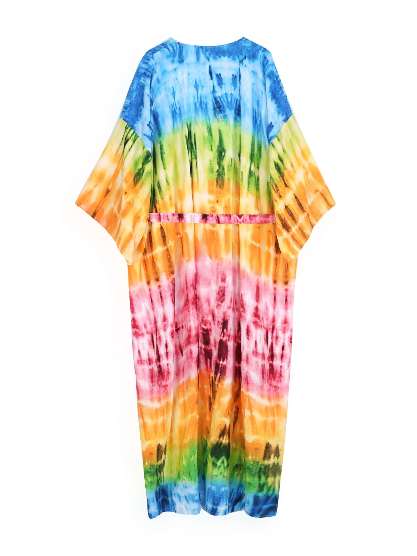 Beach Robe - Boho Robe - Summer Chic Cover-Up with Tie Dye Ausha Pink