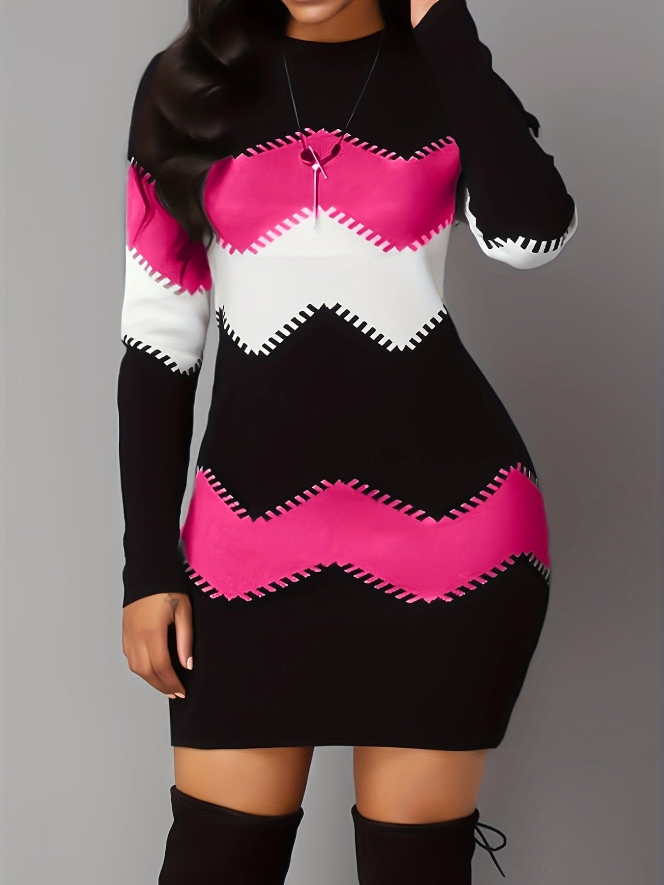 Casual Chic Color Block Bodycon Mini Dress