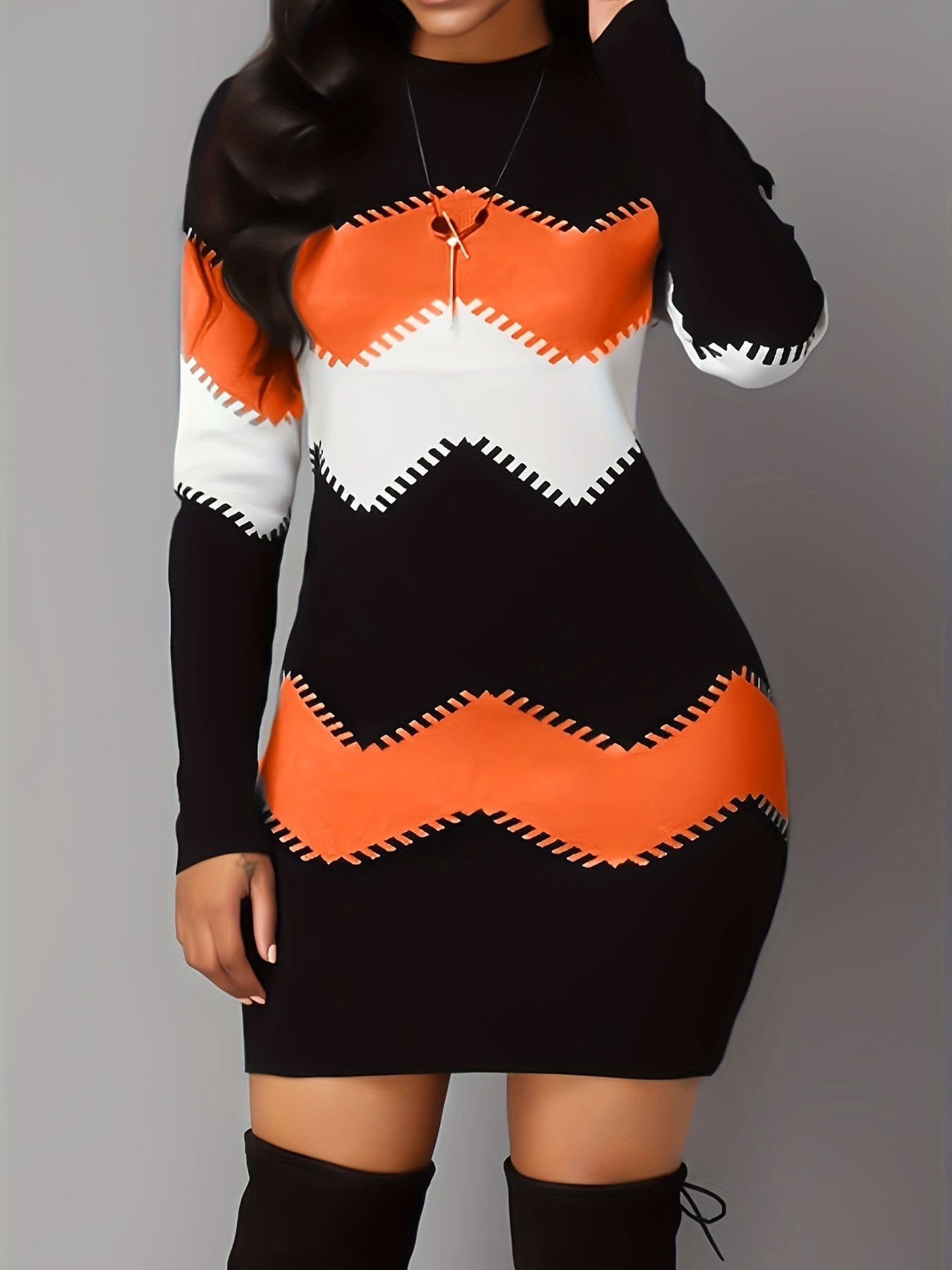 Casual Chic Color Block Bodycon Mini Dress