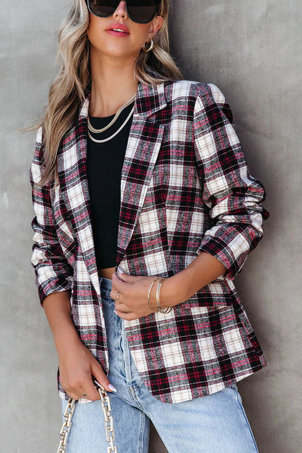 Cabin Cutie Pocketed Plaid Blazer