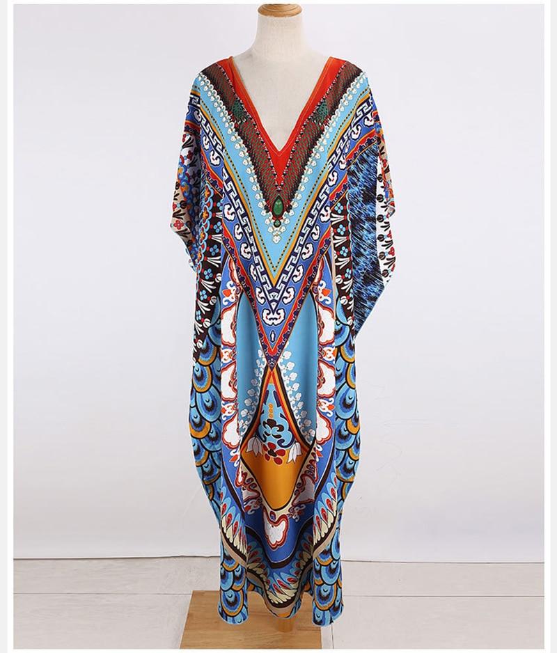 Beach Dress, Cover up Dress,, Kaftan Dress, Tribal Aster in Blue