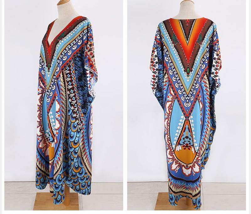 Beach Dress, Cover up Dress,, Kaftan Dress, Tribal Aster in Blue