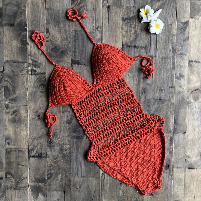 Boho Bikini Set Crochet Cover up, Lola Orange and Yellow