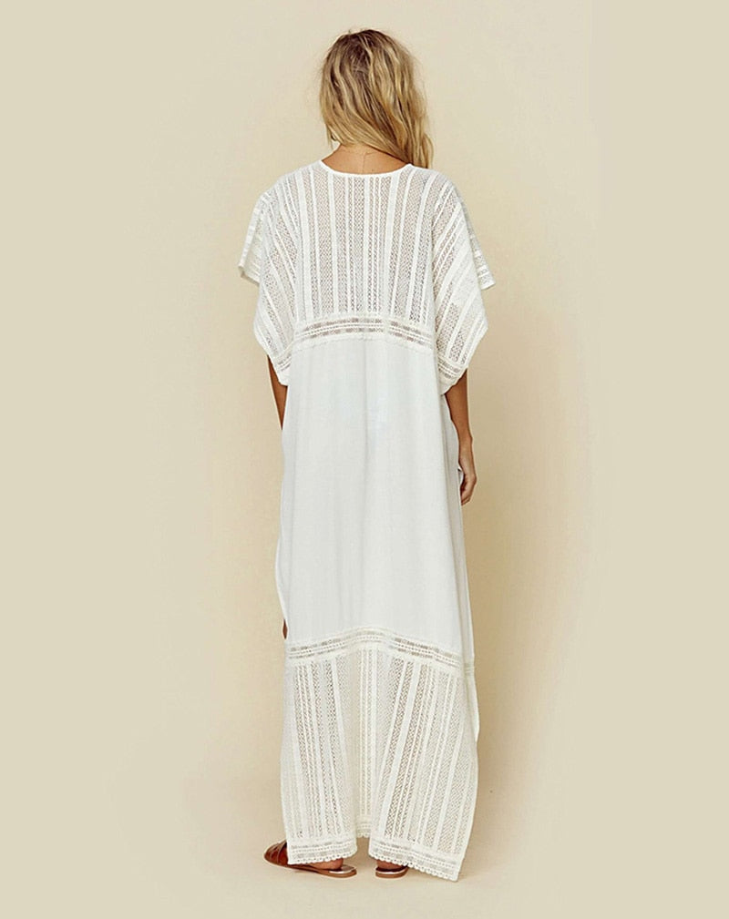 Beach Dress, Cover up Dress,, White Lace Emma