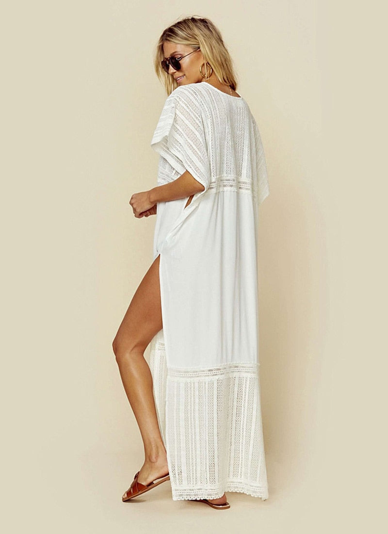 Beach Dress, Cover up Dress,, White Lace Emma