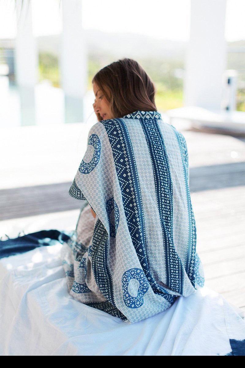 Beach Dress, Cover up Dress,, Maxi Boho Dress, Blue and Red Tibet