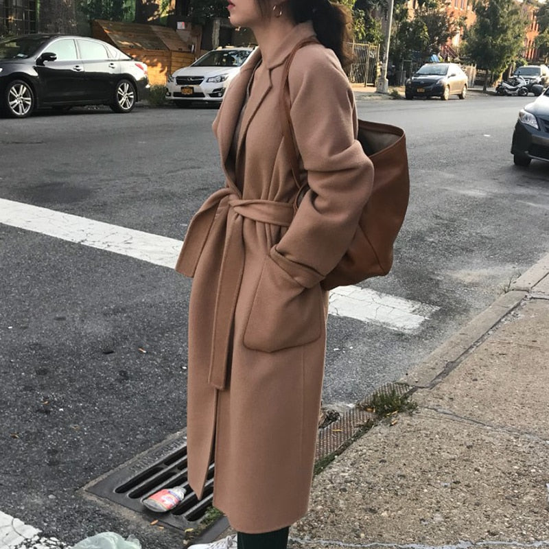 Winter Coat, Wool Coat, Long Wool Coat Women, Robe Coat Reina in Brown