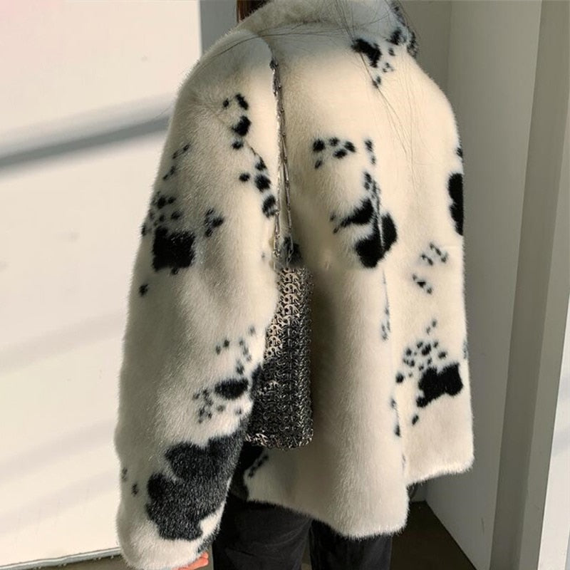 Boho Winter Coat, Fur Coat, Faux Fox Fur, Black Puppy