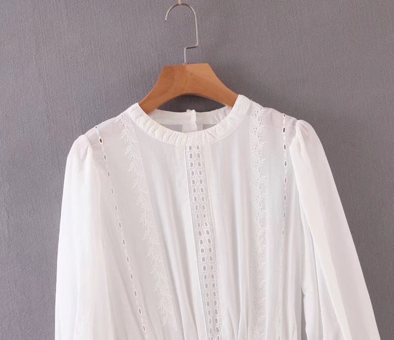 Boho Mini Dress Vintage White Victoria