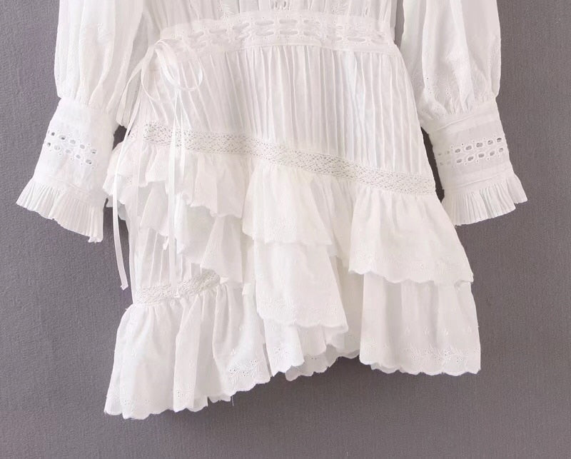 Boho Mini Dress Vintage White Victoria