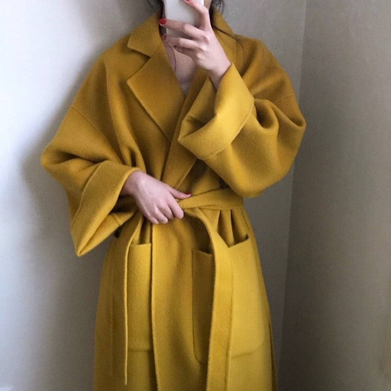 Winter Coat, Wool Coat, Long Wool Coat Women, Robe Coat Reina in Ginger