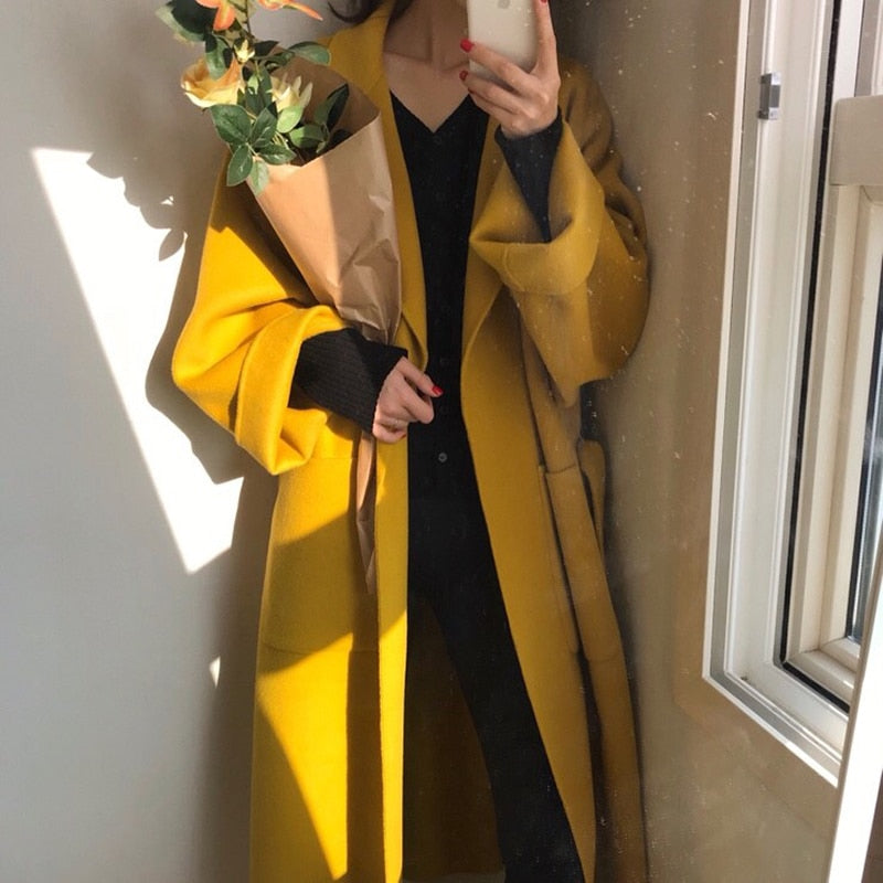 Winter Coat, Wool Coat, Long Wool Coat Women, Robe Coat Reina in Ginger