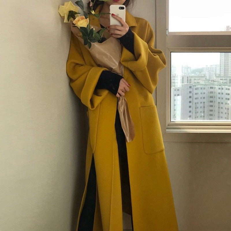 Winter Coat, Wool Coat, Long Wool Coat Women, Robe Coat Reina in Ginger