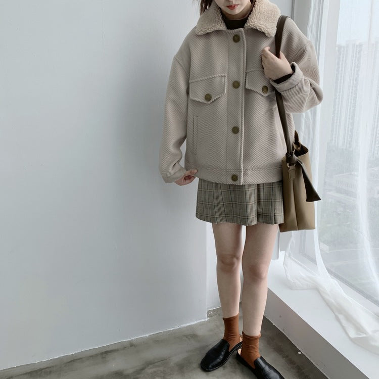 Boho Winter Coat, Fur Coat, Faux Fox Fur, Mayumi in Beige Ivory