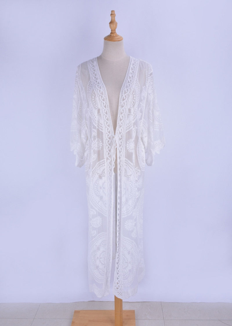 Beach Robe, Cover Up, Catalina White Lace