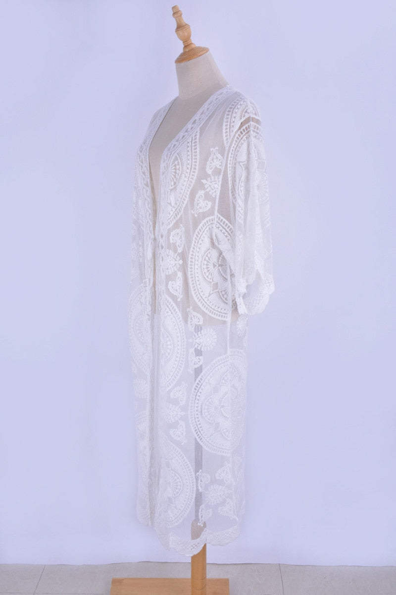 Beach Robe, Cover Up, Catalina White Lace