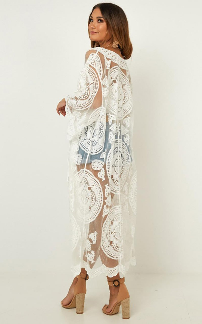 Beach Robe, Cover Up, Catalina White Lace