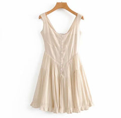 Boho Mini Dress Sundress, Charlotte Beige Apricot